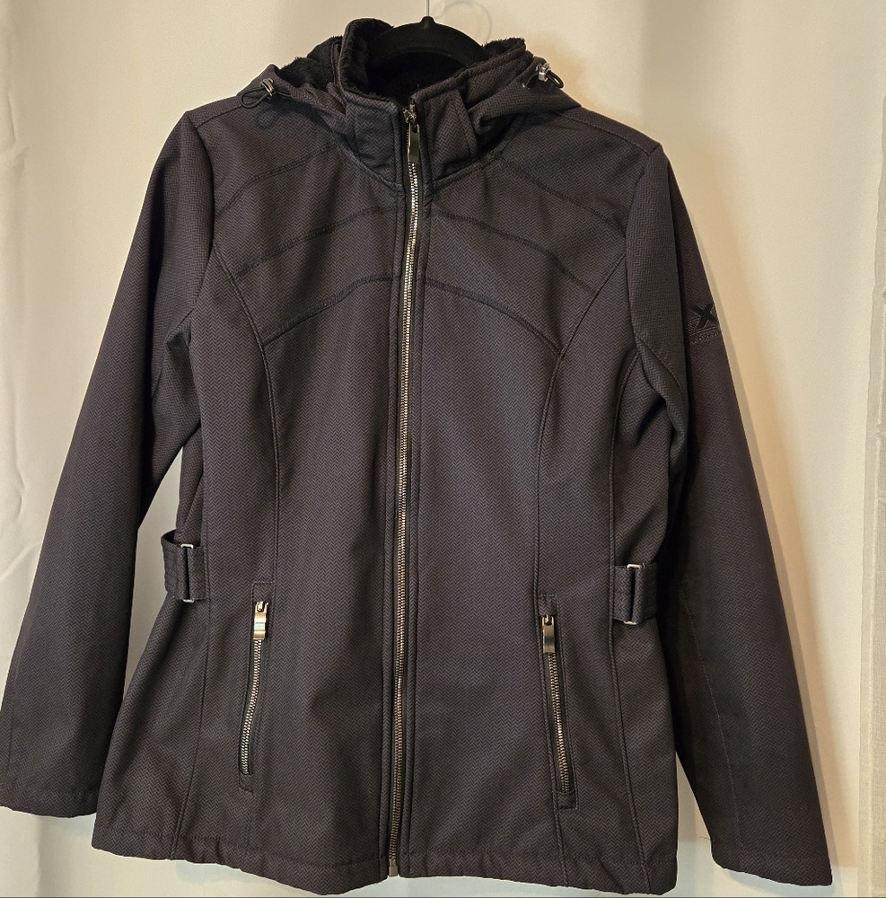 Black Hooded Jacket with Zipper
